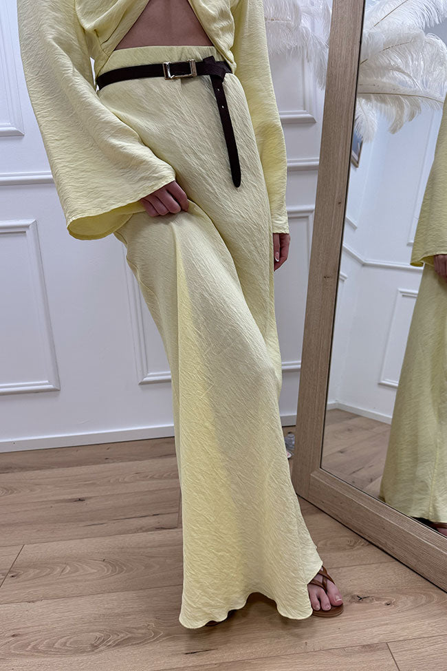 Gonna lunga giallo burro con cintura - HaveOne