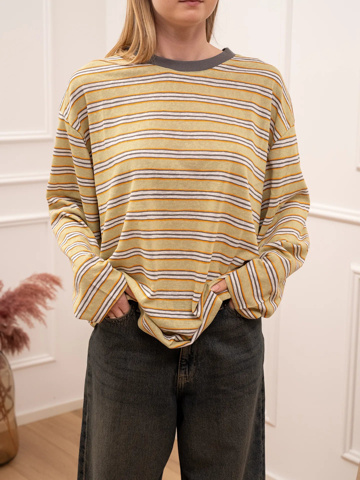 T shirt multi stripe salvia e arancio - Crispy