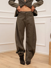 Pantaloni Slim barrel fit oliva - SoAllure