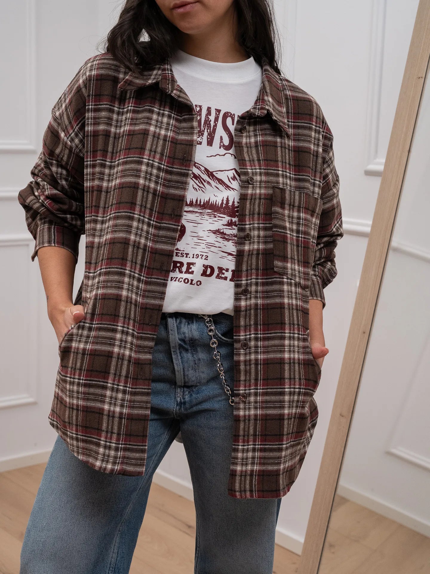 Giacca camicia in flanella bordeaux - Dixie