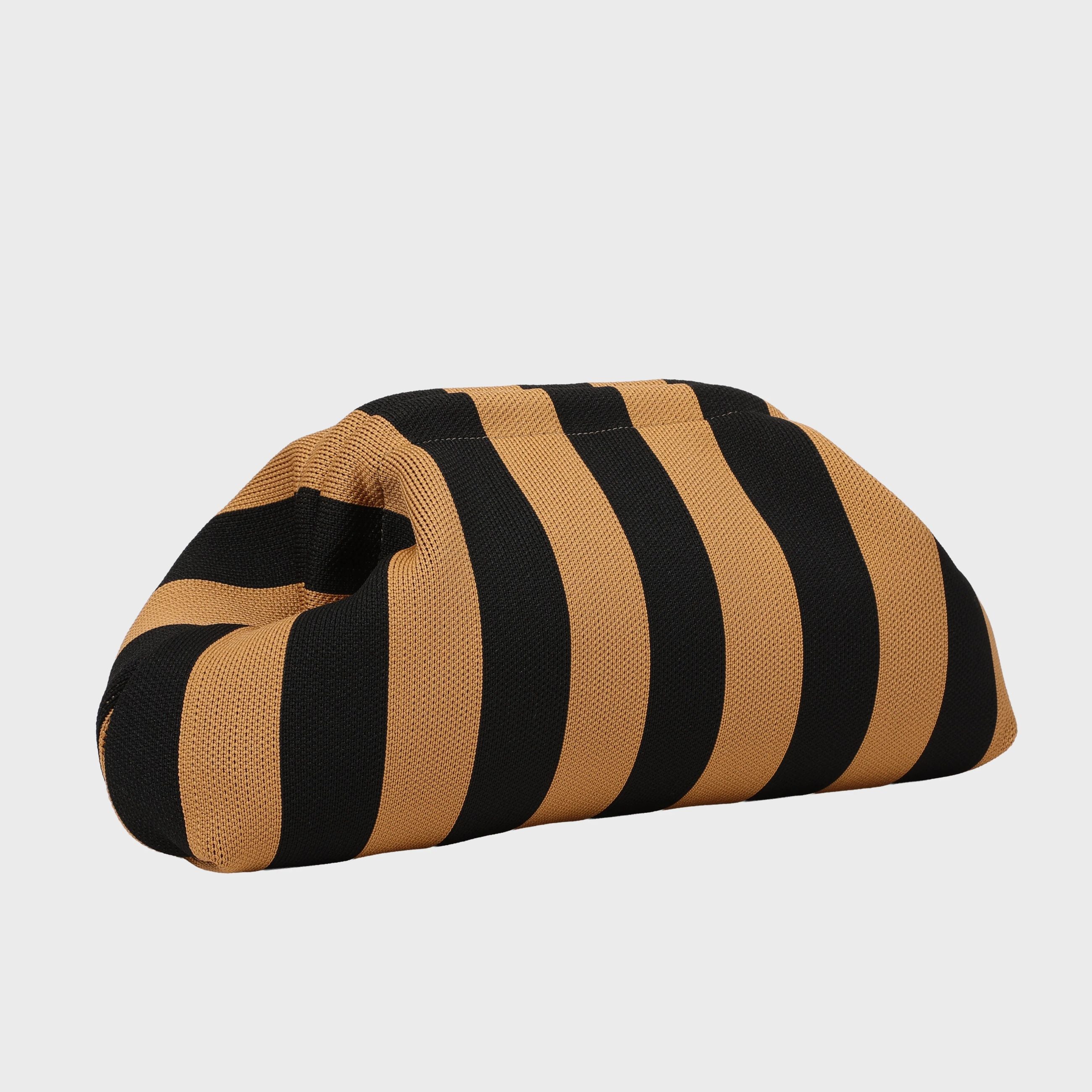 Borsa Pouch Stripe Nero e Corda - Calibro Shop