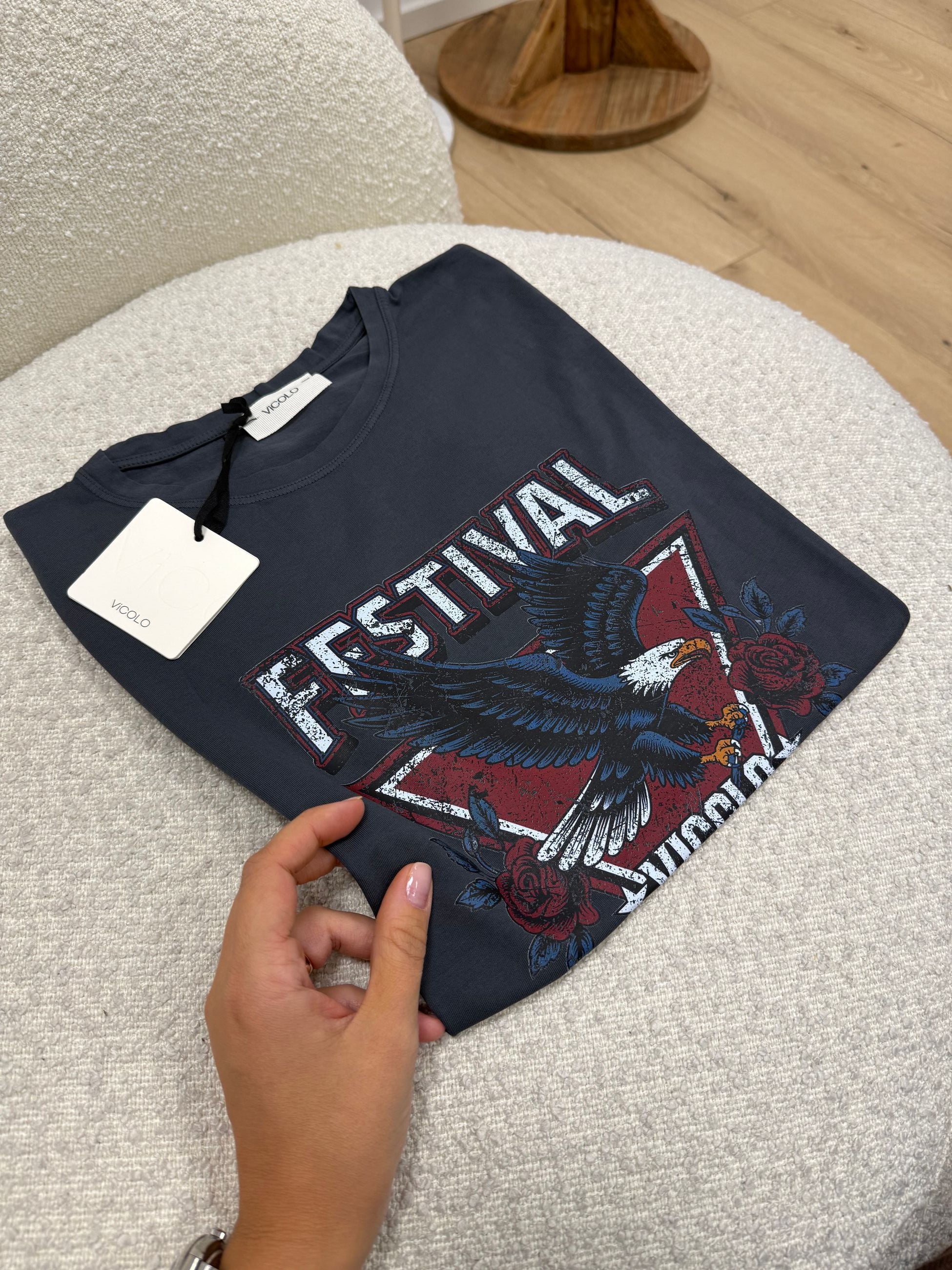 T shirt slim grigia "Festival" - Vicolo