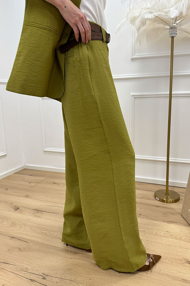 Pantaloni olio in viscosa stropicciata - HaveOne