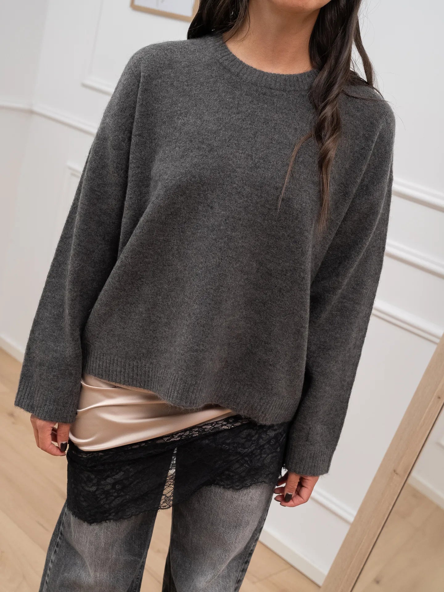 Maglione soffice grigio misto lana e alpaca - JJXX