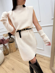 Vestito dolcevita corto burro con manicotti - Dixie