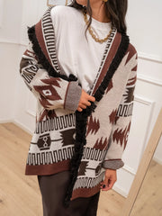 Cardigan alanui mogano, panna e moro - Vicolo