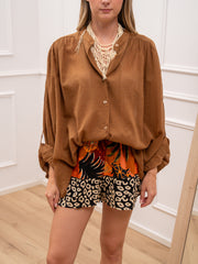 Camicia Corean nutella in mussola - Vicolo