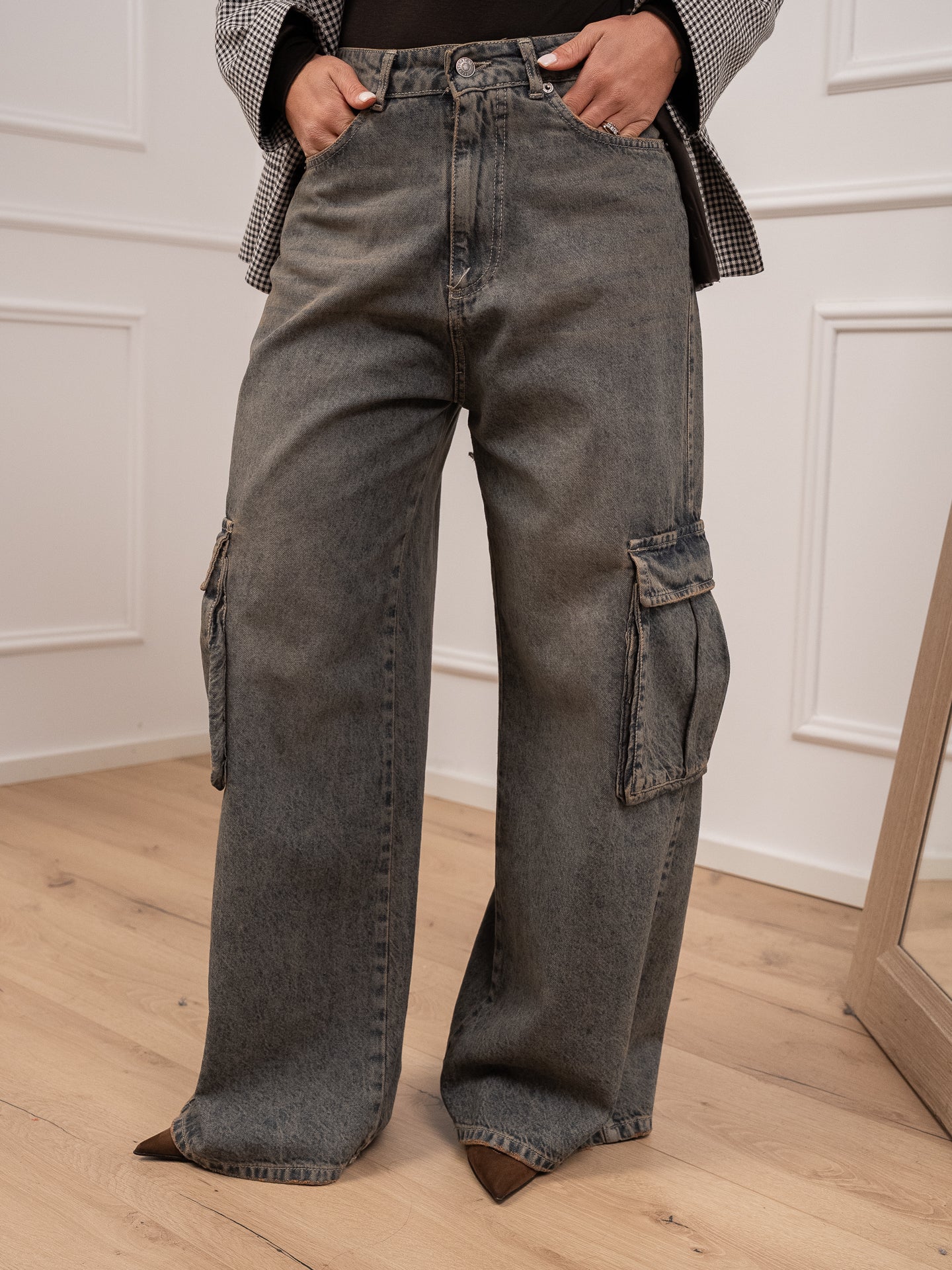 Jeans Giusy cargo lavaggio thè - Tensione In