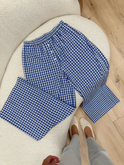 Pantaloni bottoncini vichy blu - Vicolo