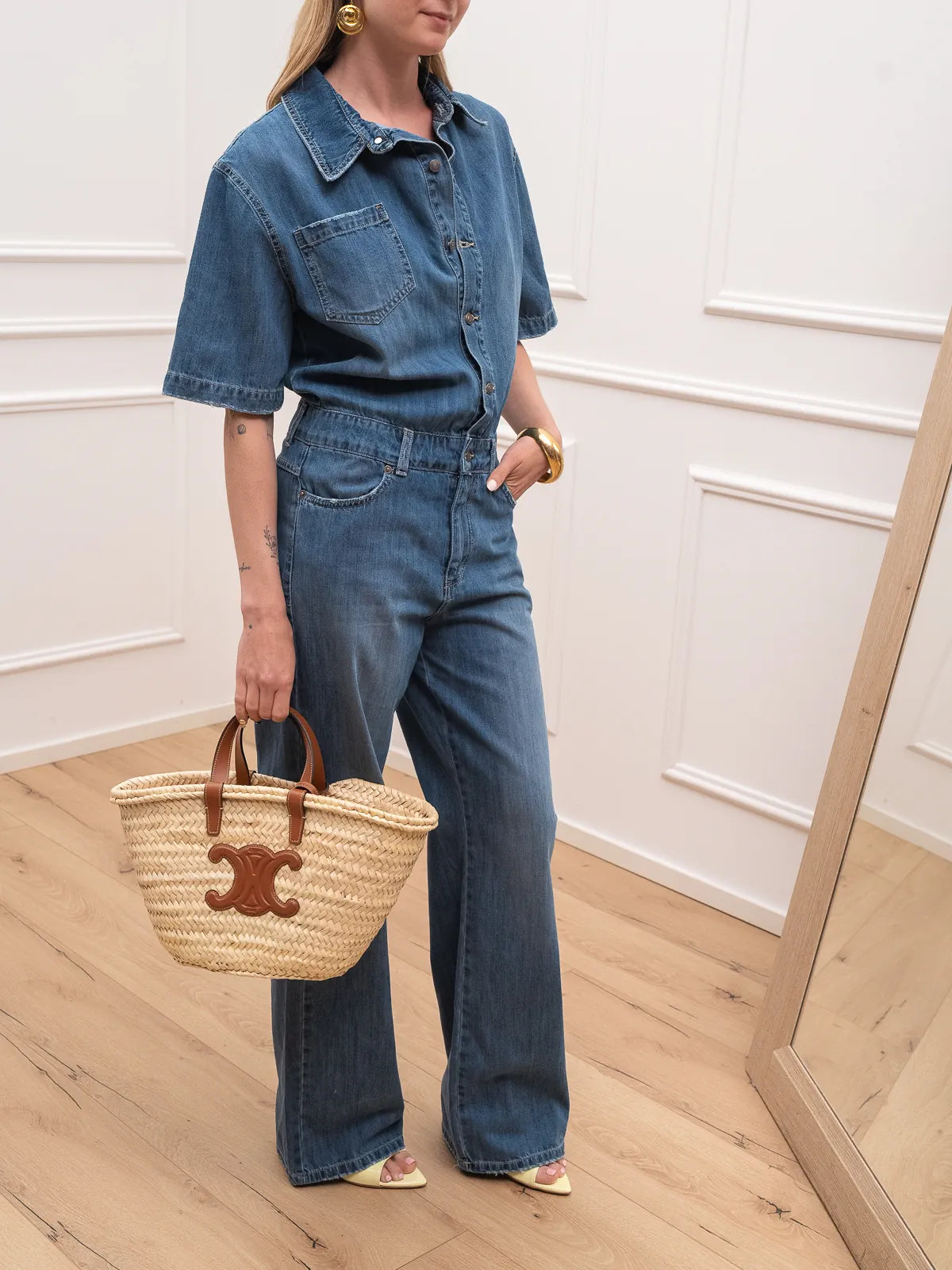 Tuta Giorgia in denim a mezza manica - Vicolo