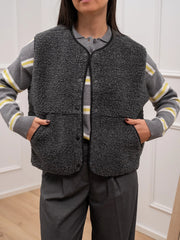 Gilet teddy grigio mélange - JJXX