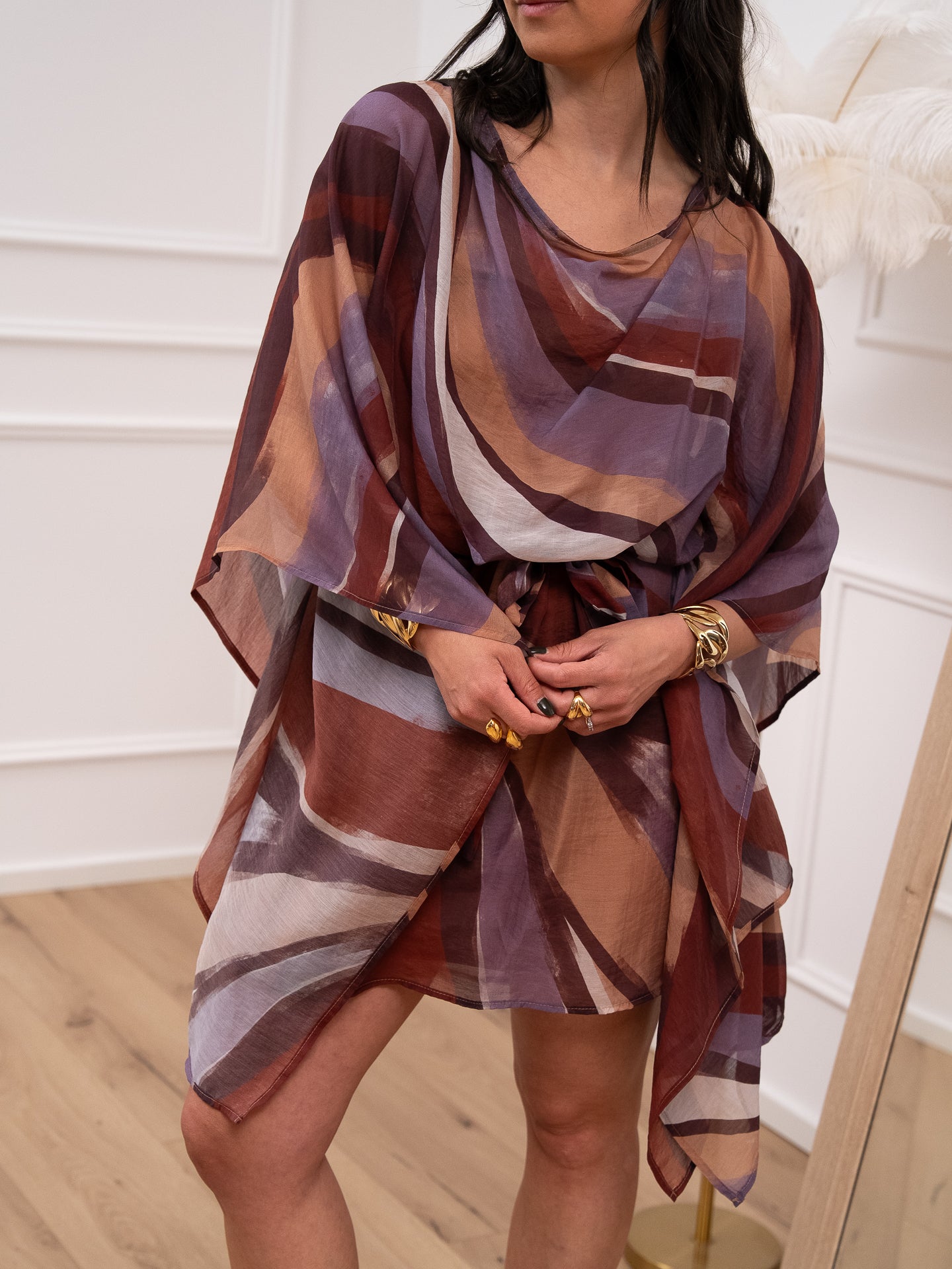 Vestito Print in lyocell manica a kimono - HaveOne