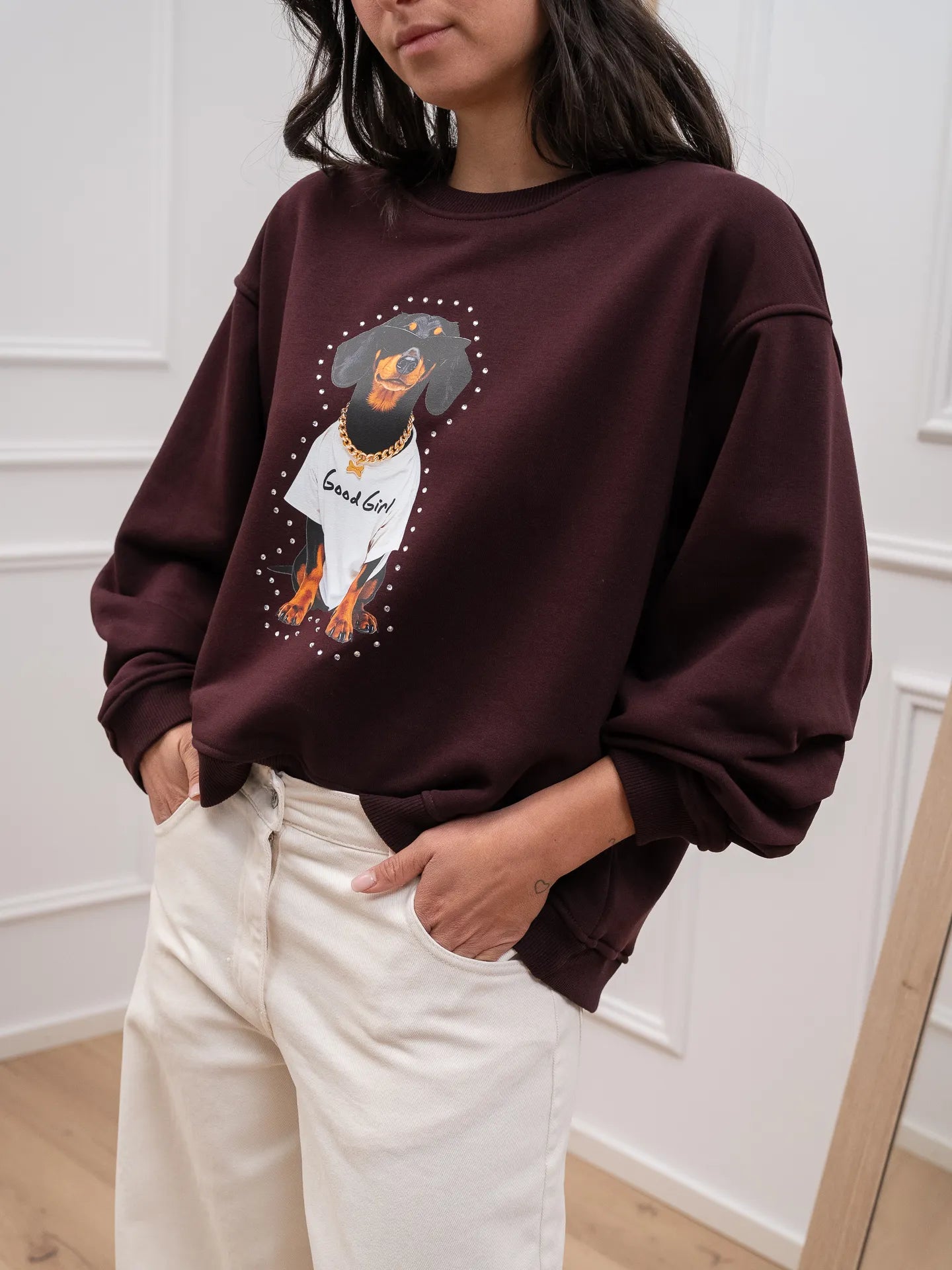 Felpa bordeaux bassotto - Vicolo