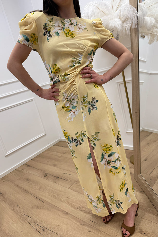 Vestito limone floreale con manica arricciata - Vicolo