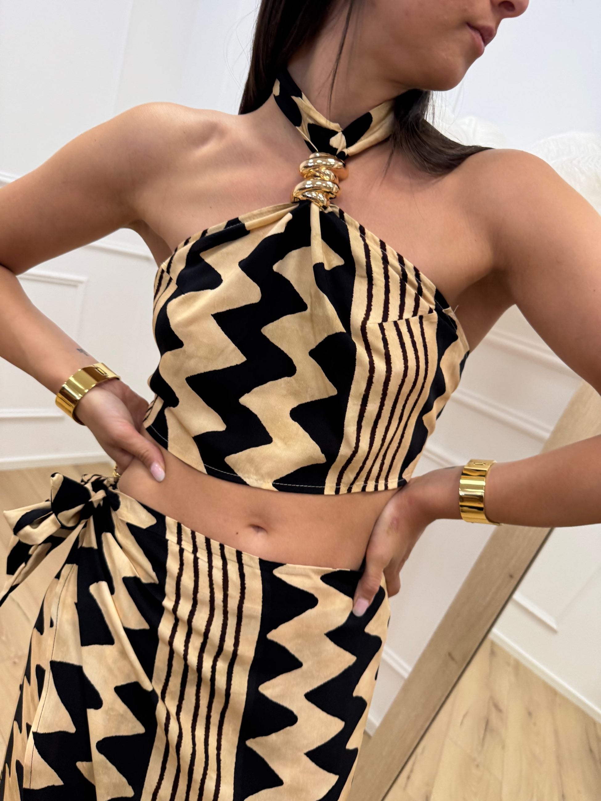Top fazzoletto Etnic Vibes con dettaglio dorato - HaveOne