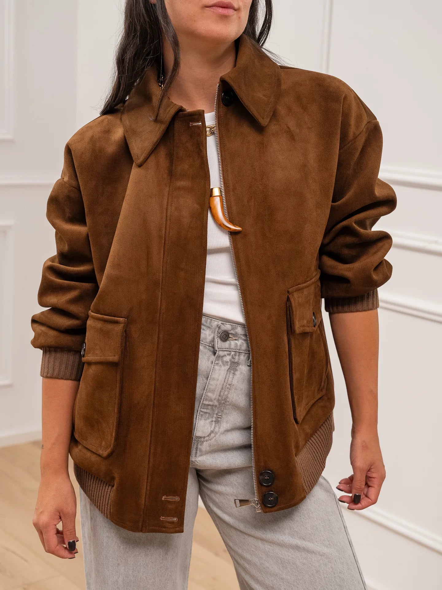 Bomber scamosciato cammello - Dixie