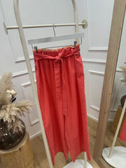 Pantaloni vichy ruffle pesca - Crispy