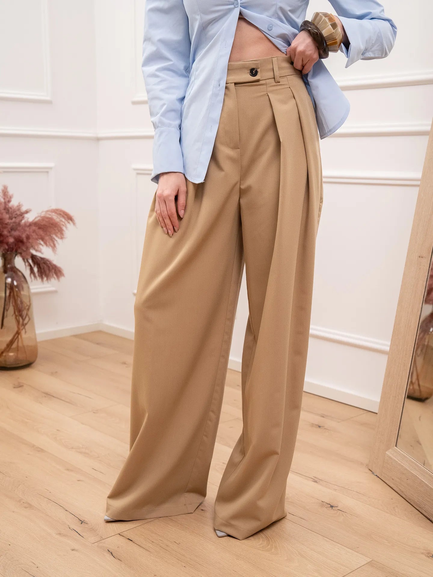 Pantaloni daddy cammello doppia pinces - Tensione In