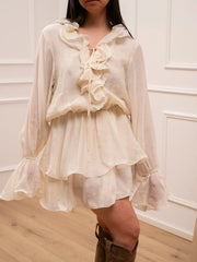 Vestito crema con rouches in mussola leggera - You Decide