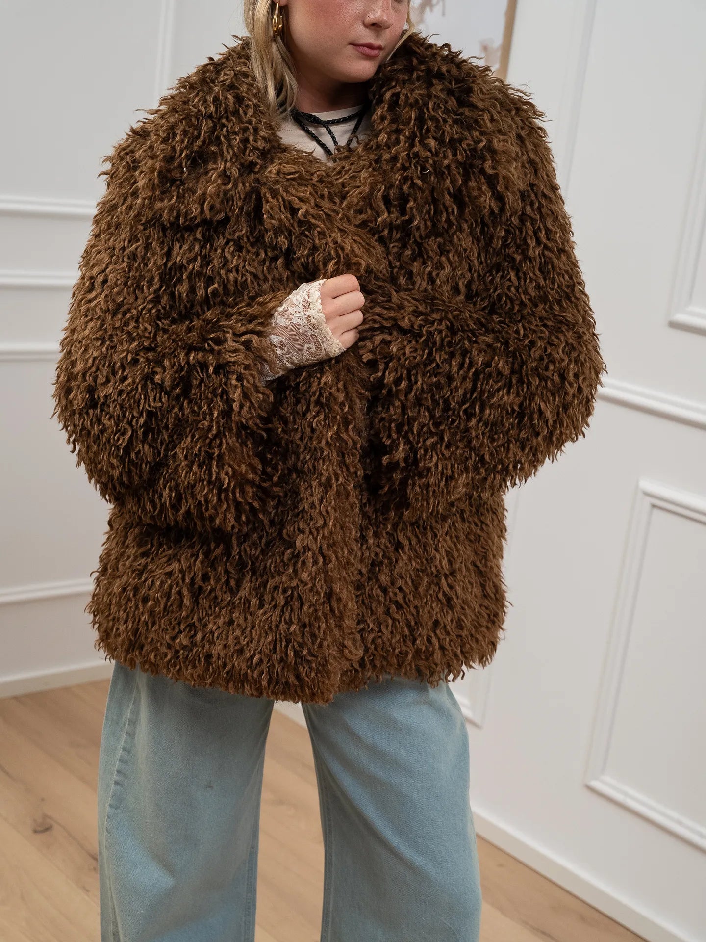 Pelliccia fluffly tabacco midi - HaveOne