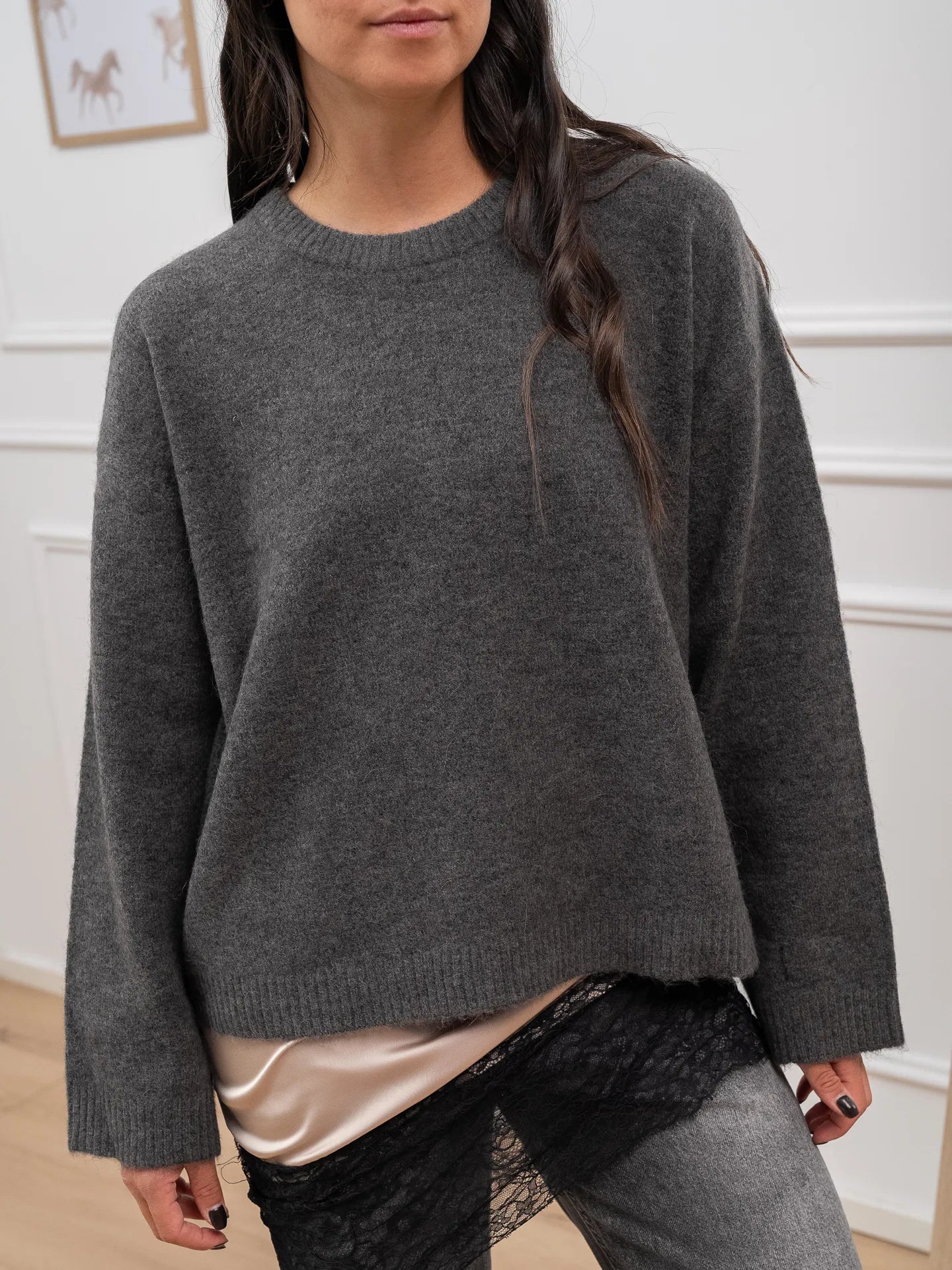 Maglione soffice grigio misto lana e alpaca - JJXX