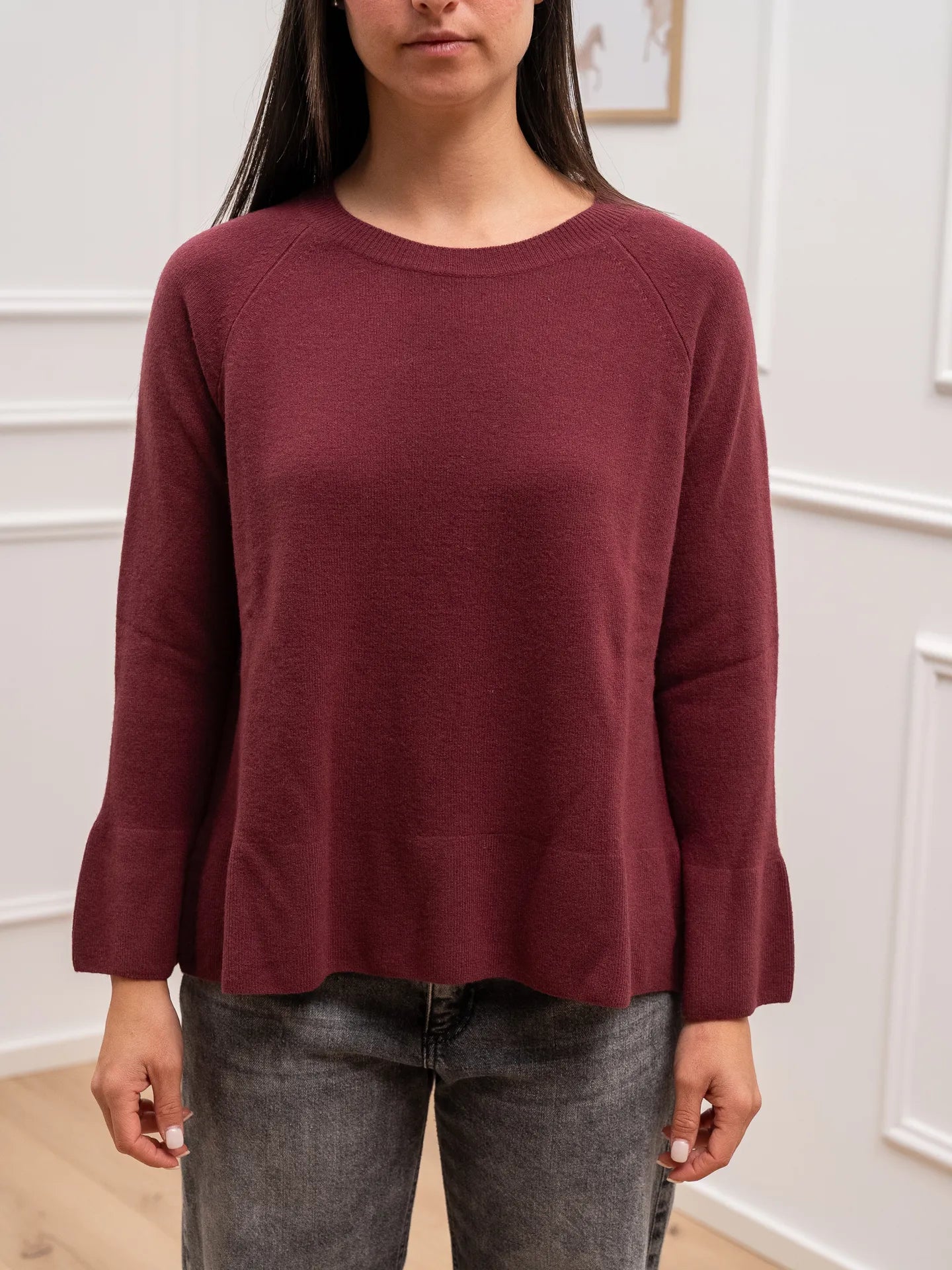 Maglia girocollo bordeaux 100% lana - HaveOne