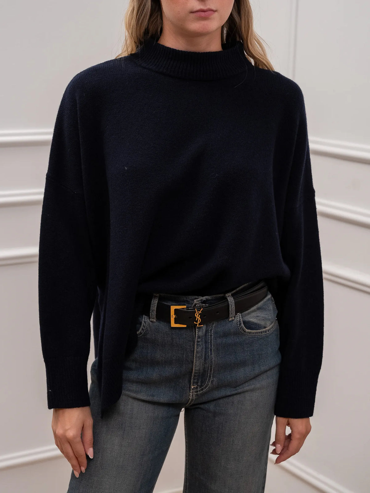 Maglia girocollo spacchi laterali in 100% lana - Philia Loft