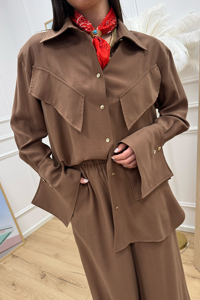 Camicia oversize bruciato con patte - HaveOne