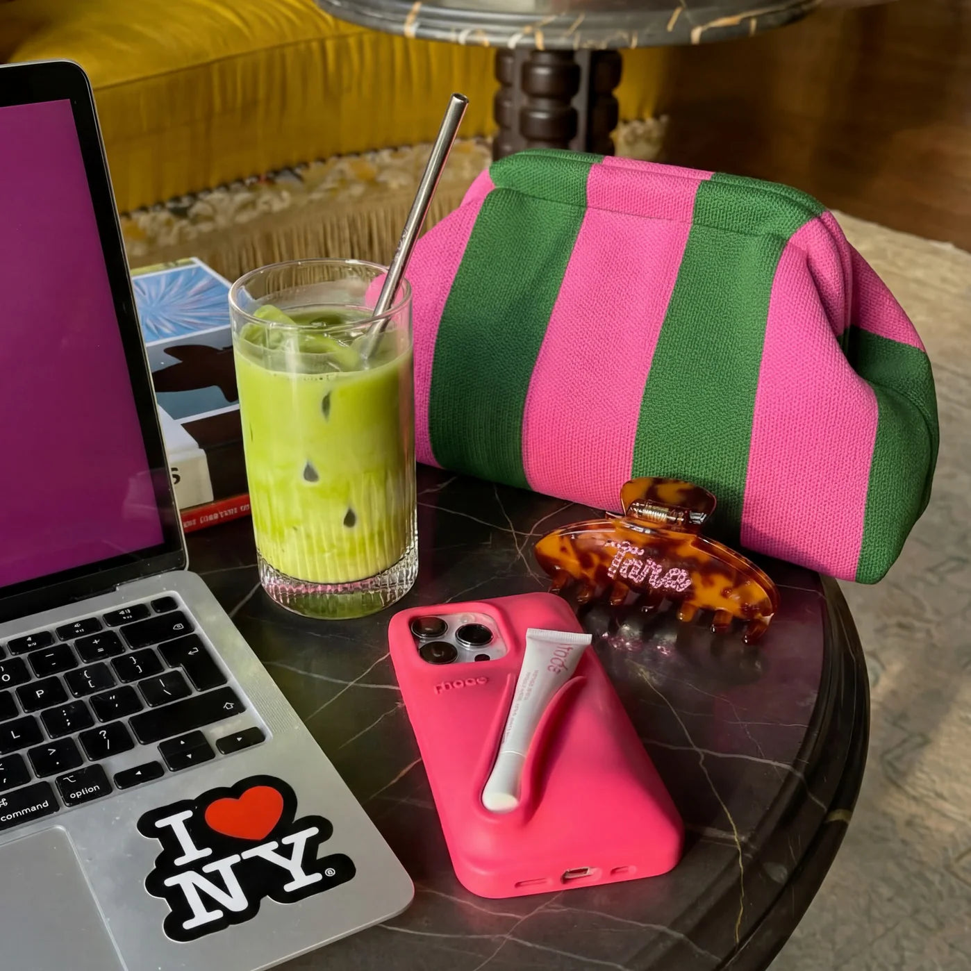 Borsa Pouch Stripe Fuxia e Verde - Calibro Shop