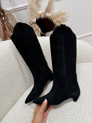 Stivale scamosciato nero tacco basso - Ovyè