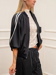 Bomber blu con zip in tessuto acetato - HaveOne