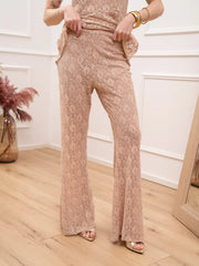 Pantaloni in pizzo cipria con culotte - HaveOne