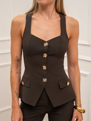 Gilet Betty moro bottoni dorati - Silence Limited