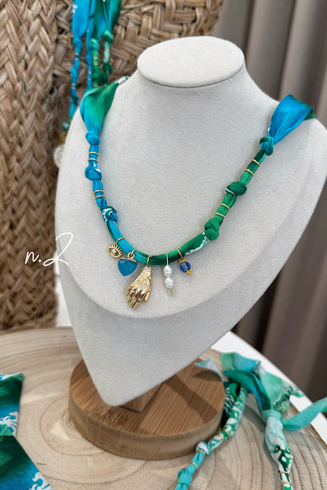 Collana bandana tie dye verde Mystic Lagon - Badhnati