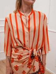 Camicia coreana rigata beige e arancio - Dixie