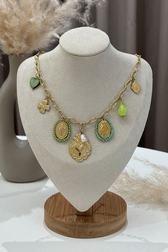 Collana oro con multi ciondoli verdi - Calibro Shop