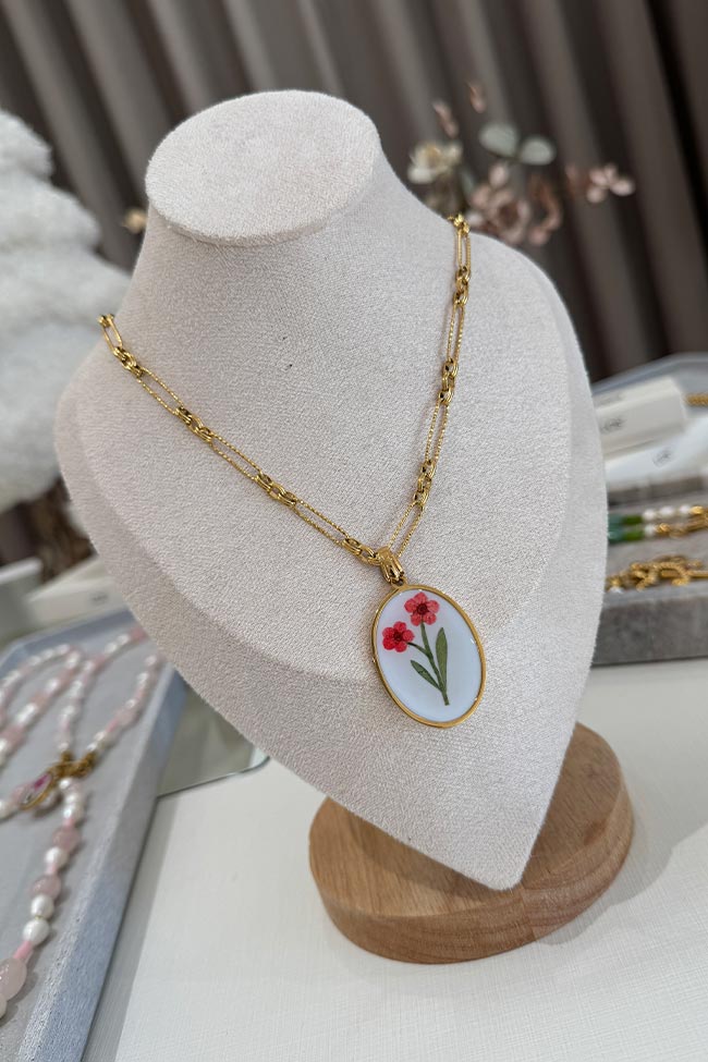 Collana solitary twin blossom rosso - LCS