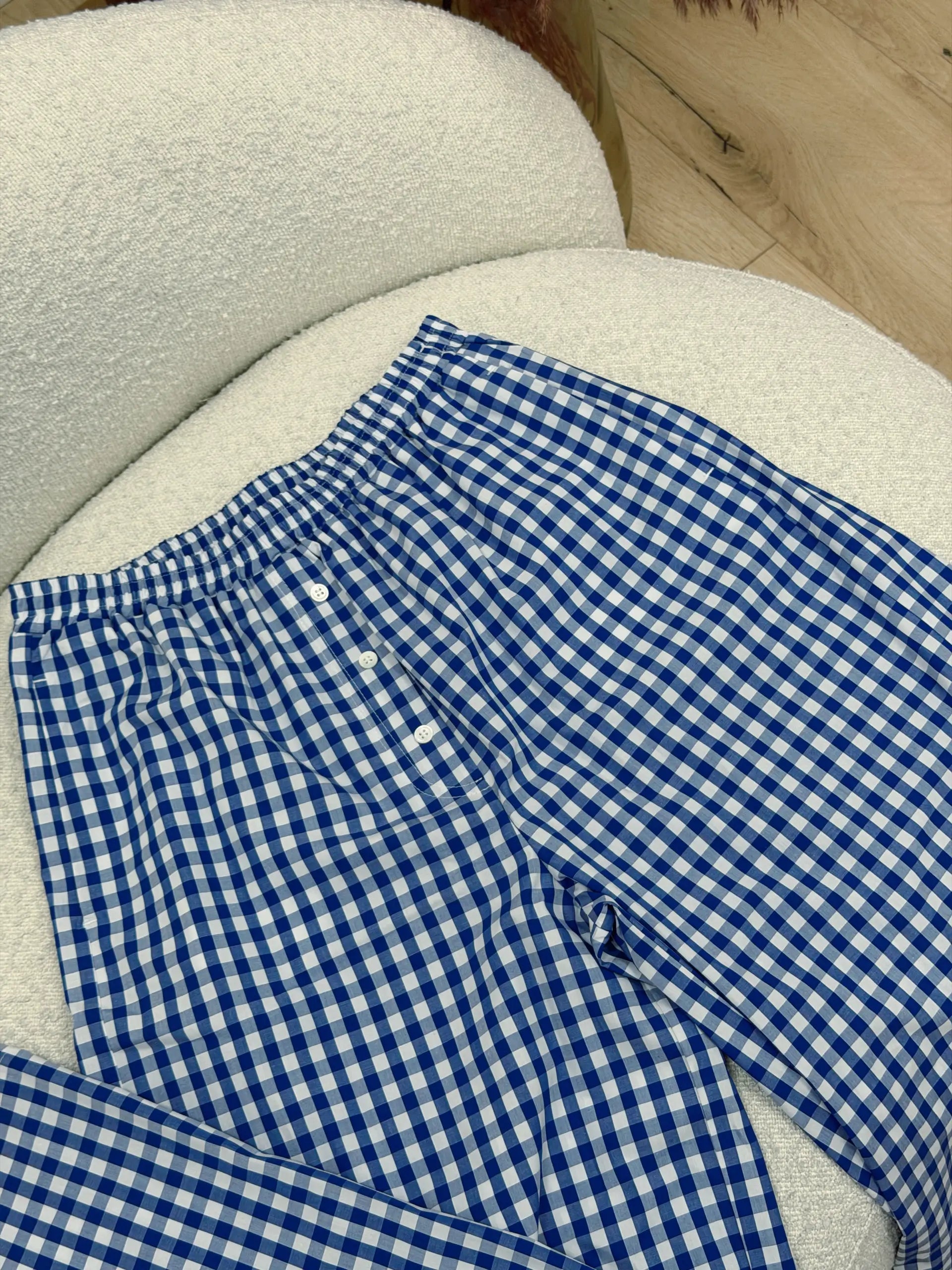 Pantaloni bottoncini vichy blu - Vicolo