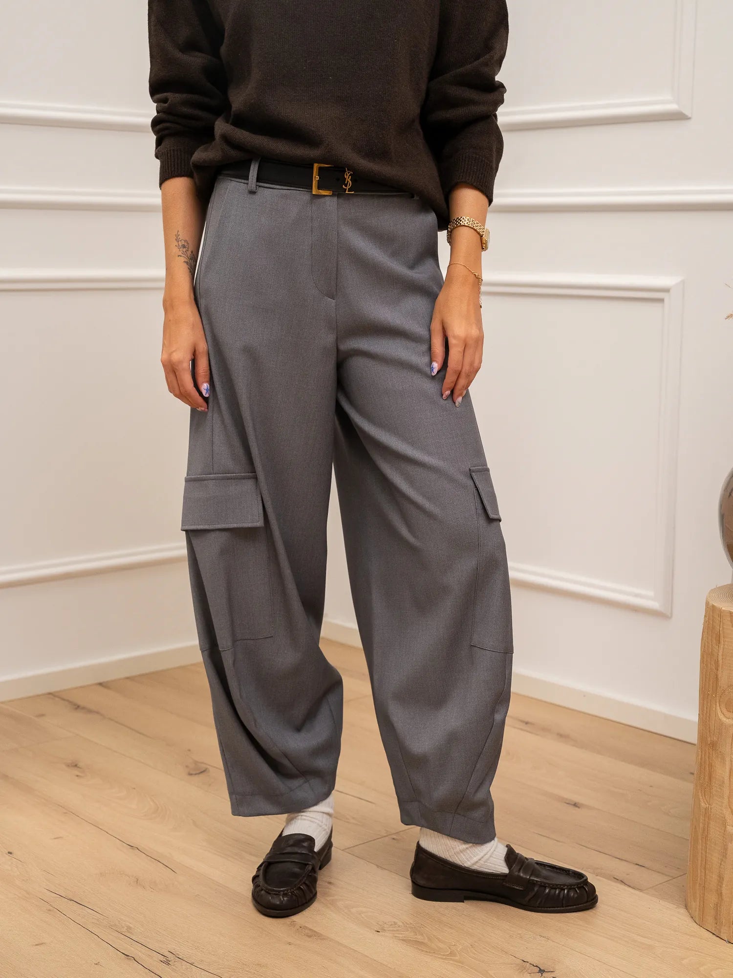 Pantaloni “Elica” cargo balloon grigio con maxi tasche - Kontatto