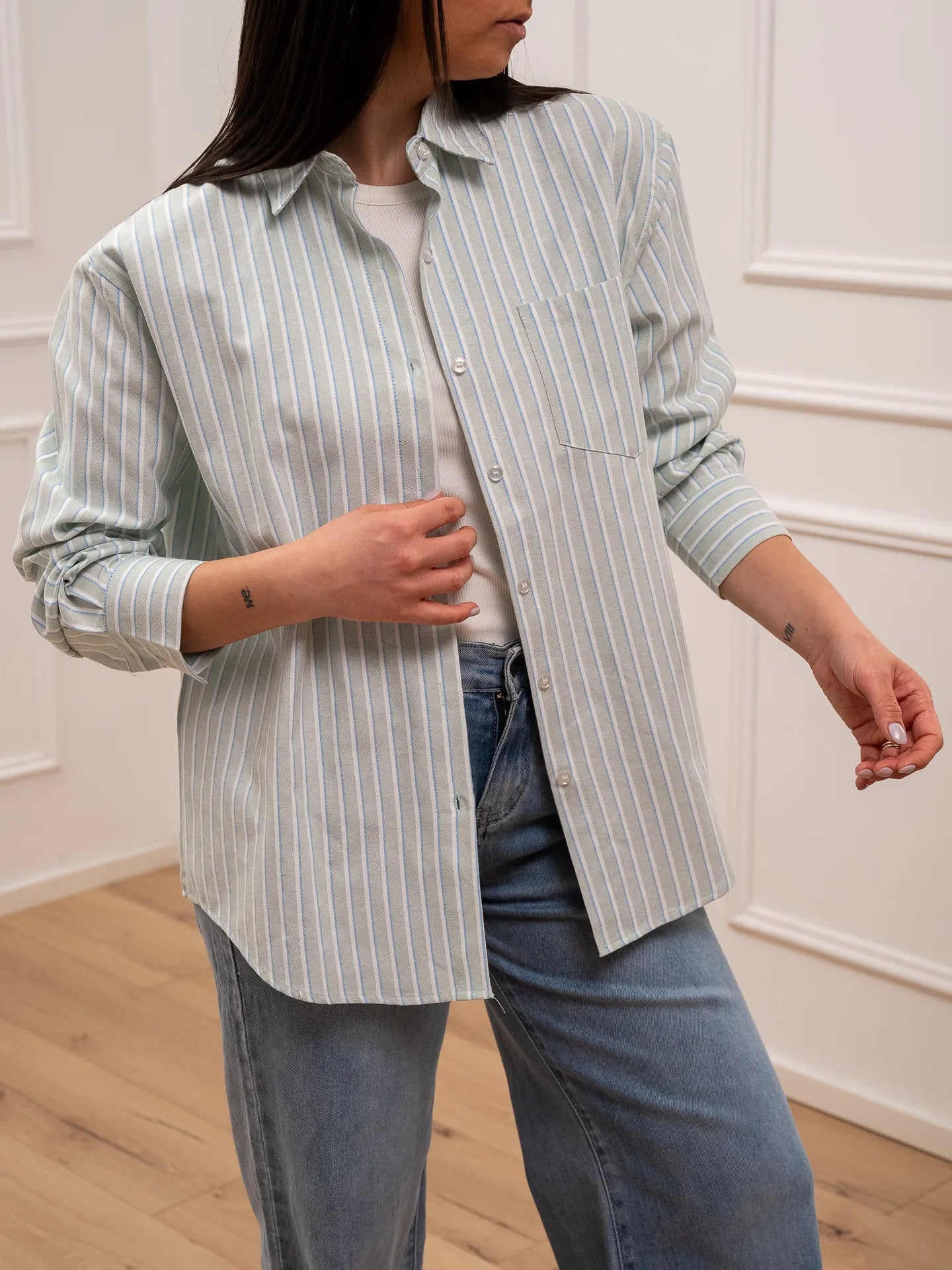 Camicia Melody rigata menta - Crispy