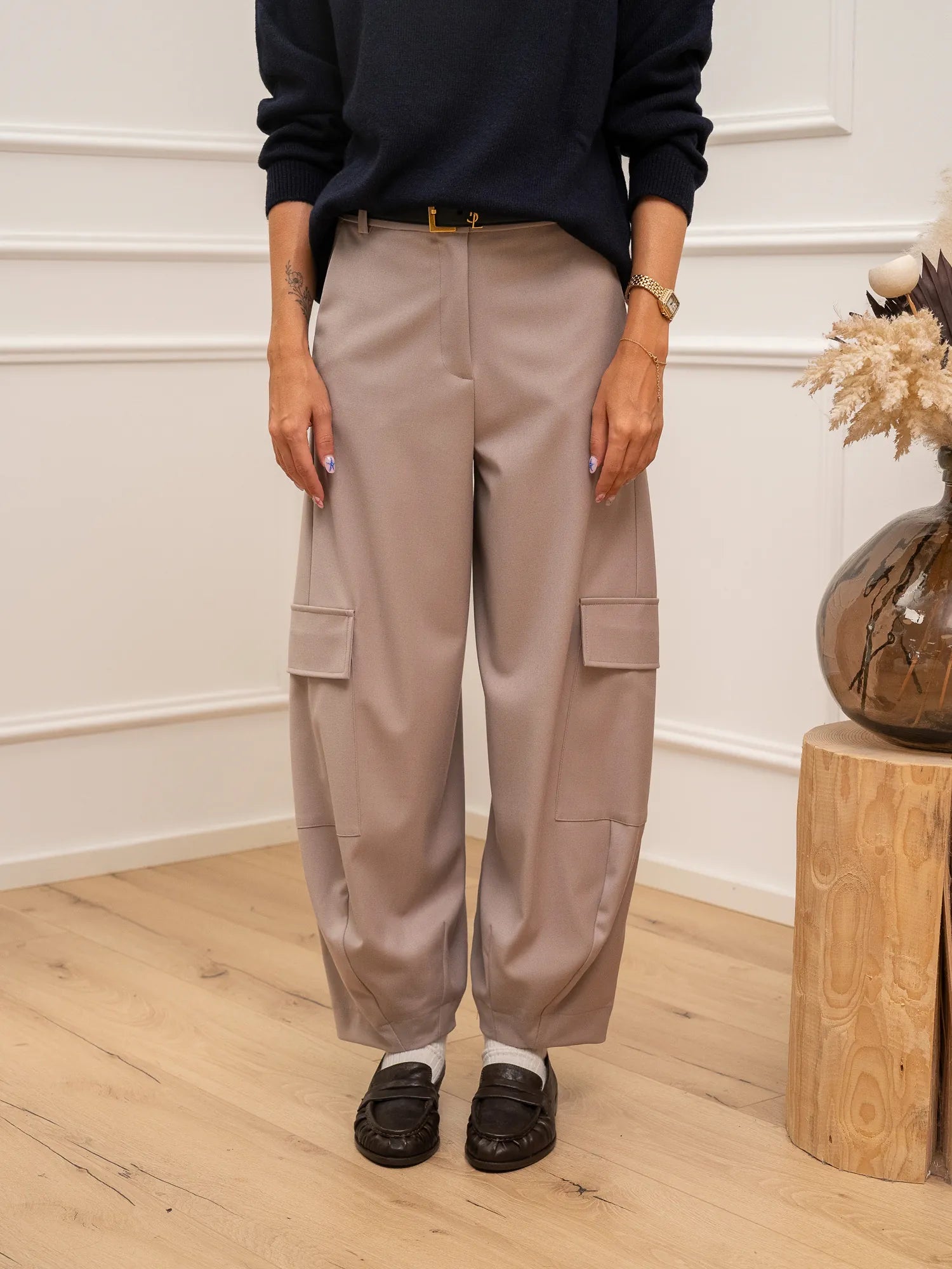 Pantaloni “Elica” cargo balloon mastice con maxi tasche - Kontatto