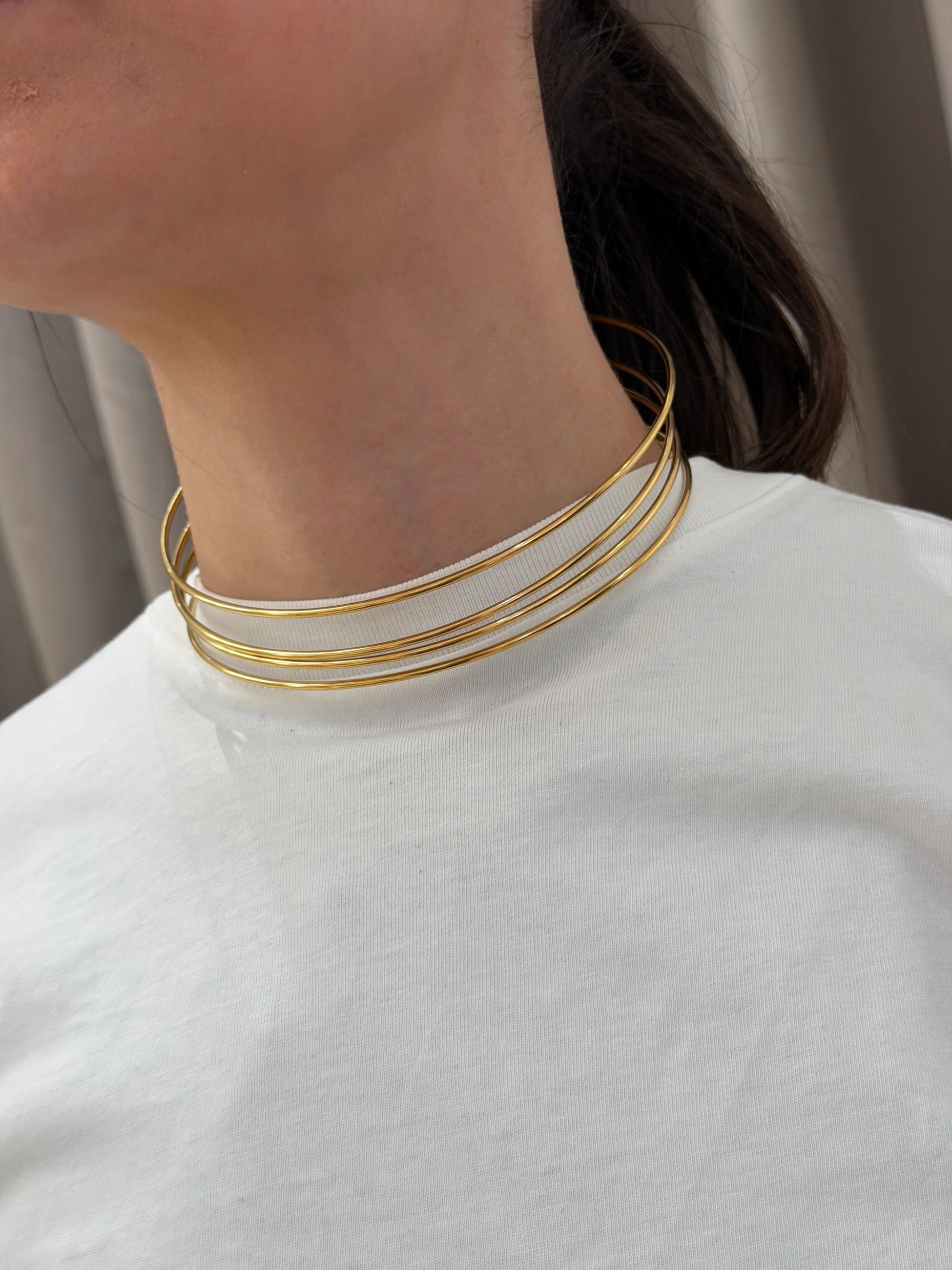 Collana chocker multi linee oro - Calibro Shop
