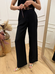 Pantaloni Selma neri con cintura - HaveOne