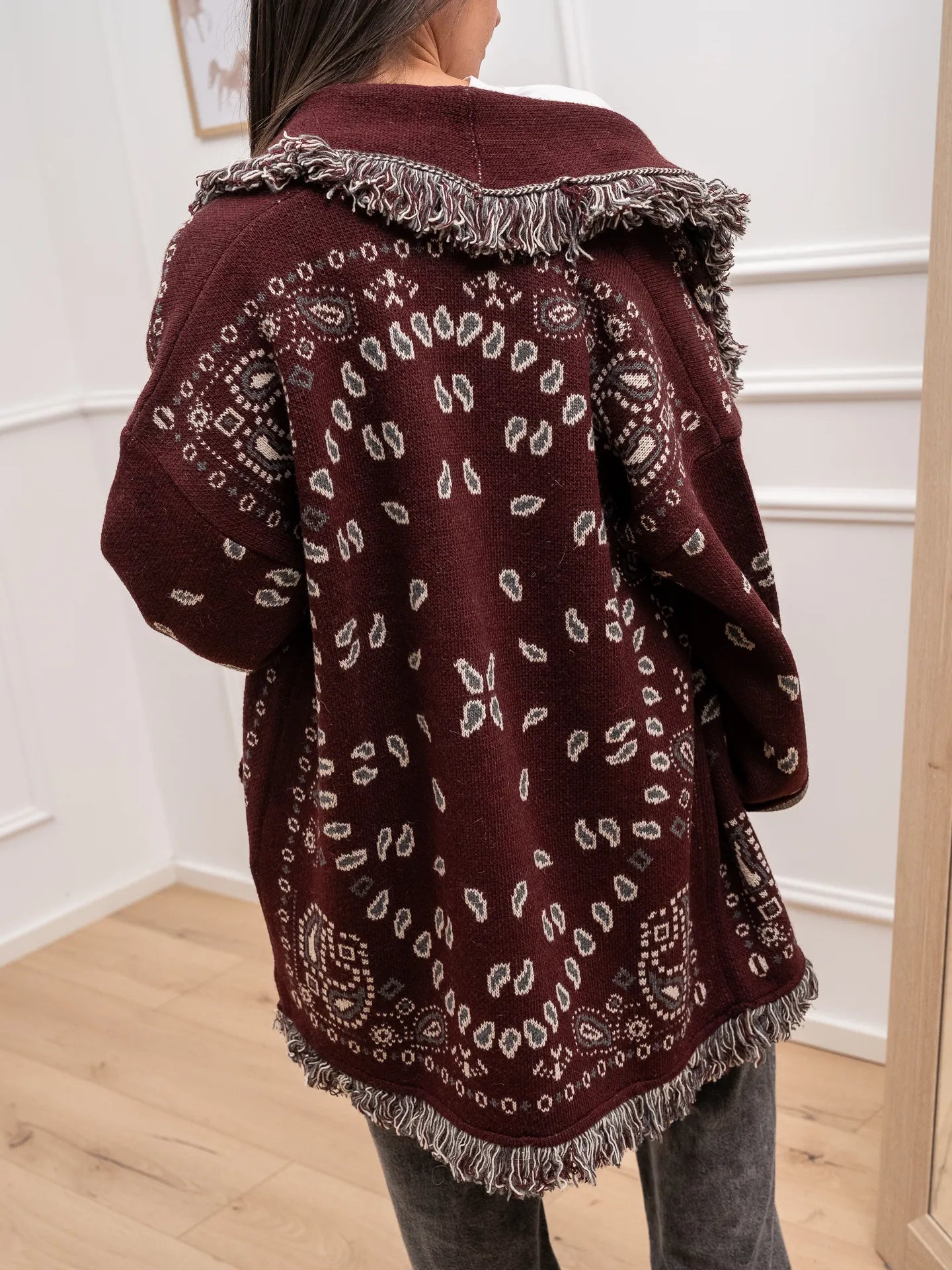Cardigan etnico bordeaux - Tensione In