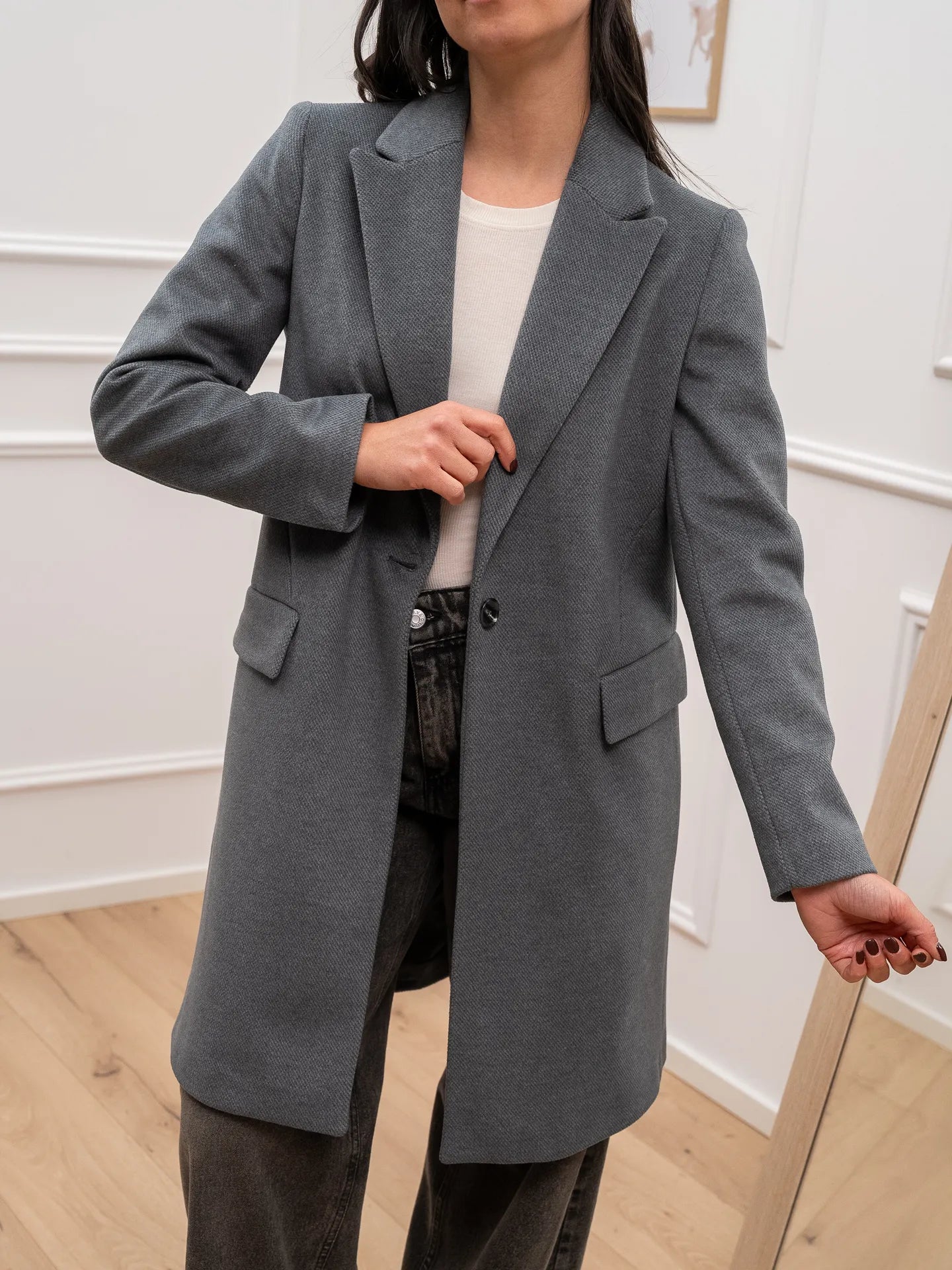 Cappotto slim fit grigio ad un bottone - Dixie