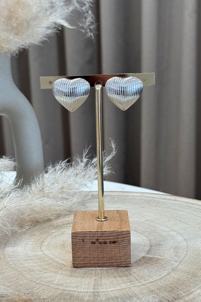 Orecchini cuore zigrinato argento - Calibro Shop