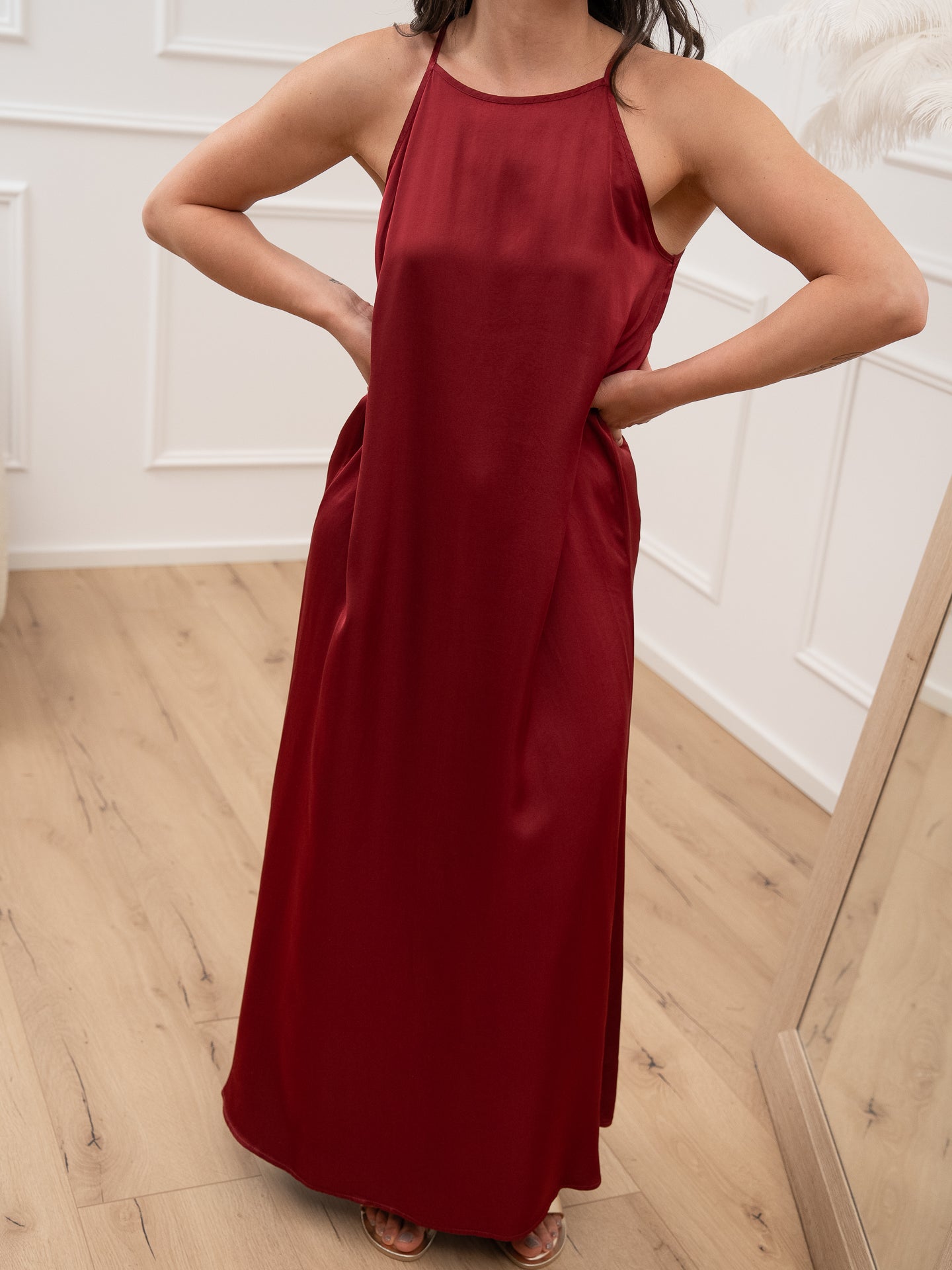 Vestito india in raso con scollo quadro - Vicolo