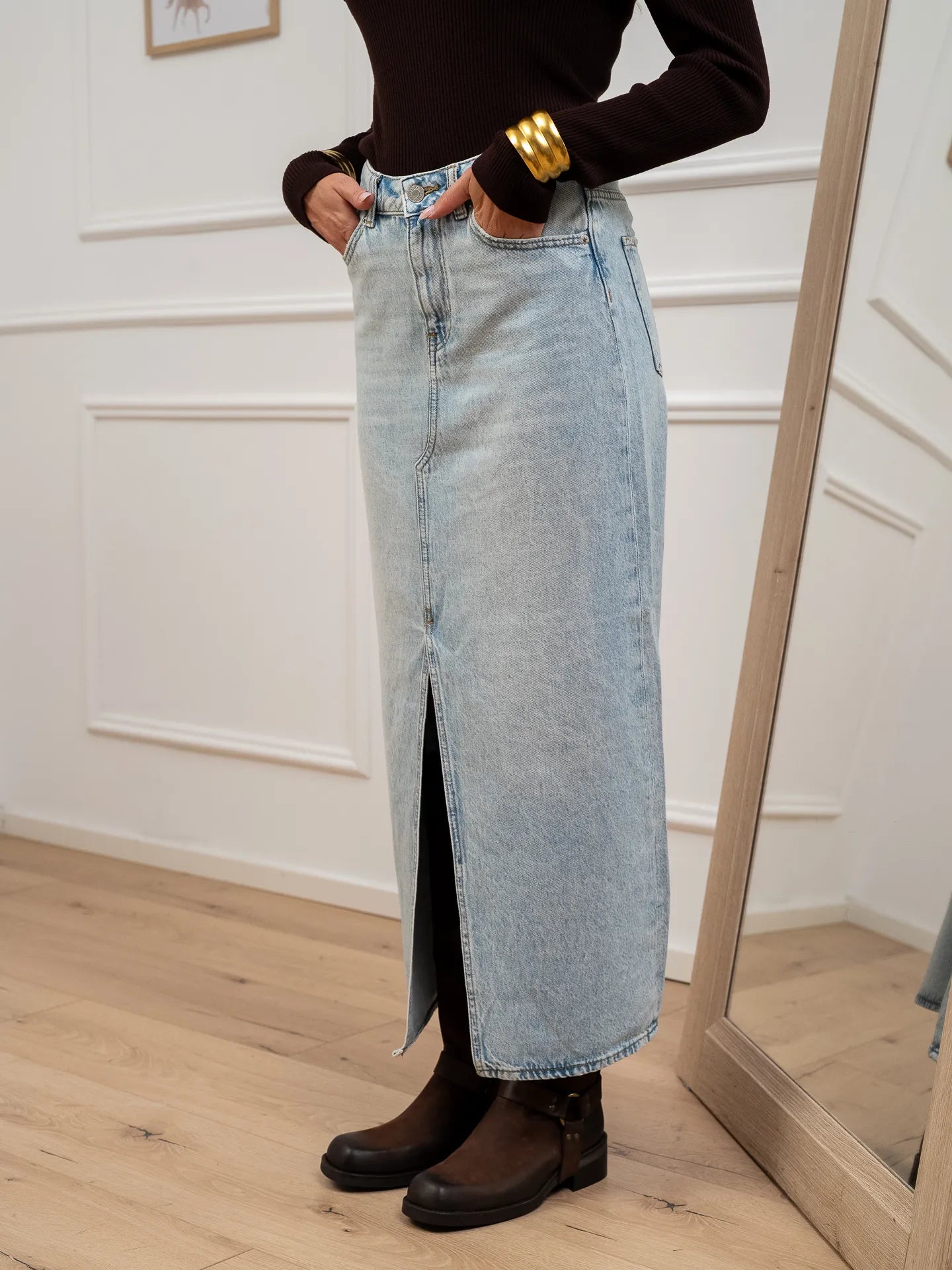 Gonna lunga in denim chiaro - JJXX