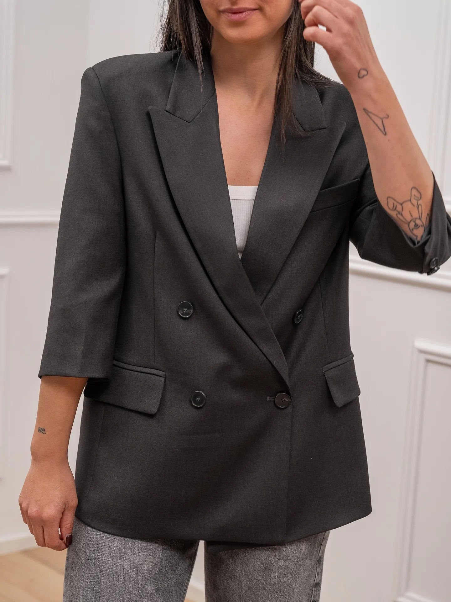 Giacca Audrey grigio piombo con guanti - Vicolo