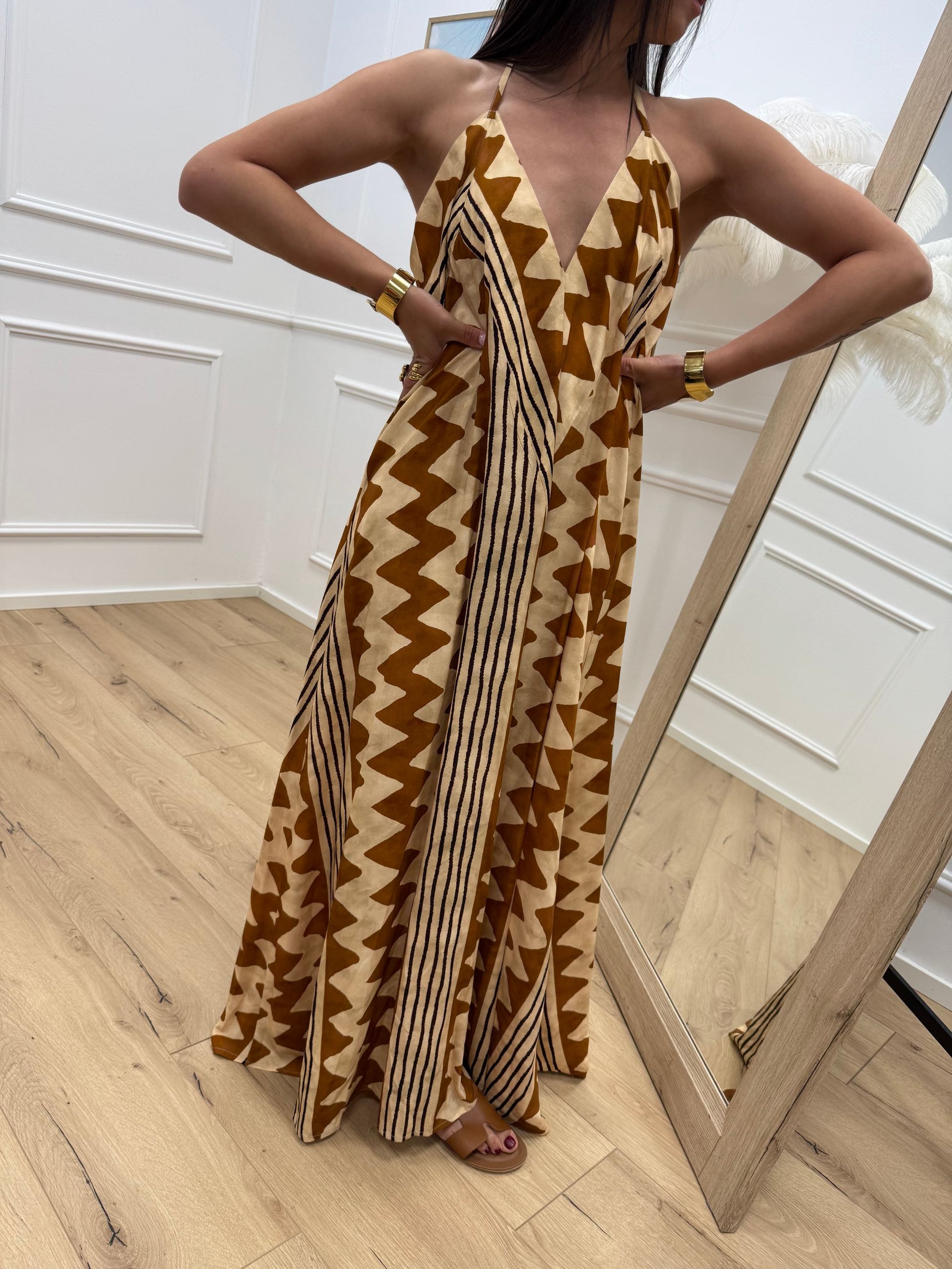 Vestito lungo scollo america Bali bruciato - HaveOne